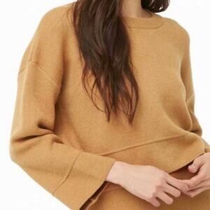 SHACI Blue tan cropped Crewneck sweater size small